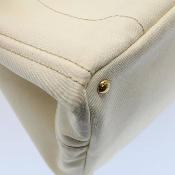 PRADA Canapa MM Hand Bag Canvas White Auth bs8562 - Picture 16 of 16